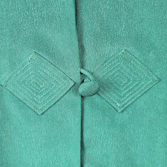 Safe Silk by Adrianna Papell Sz 6 Dark Green Silk Tunic Buttons Mandarin Collar - Picture 3 of 14